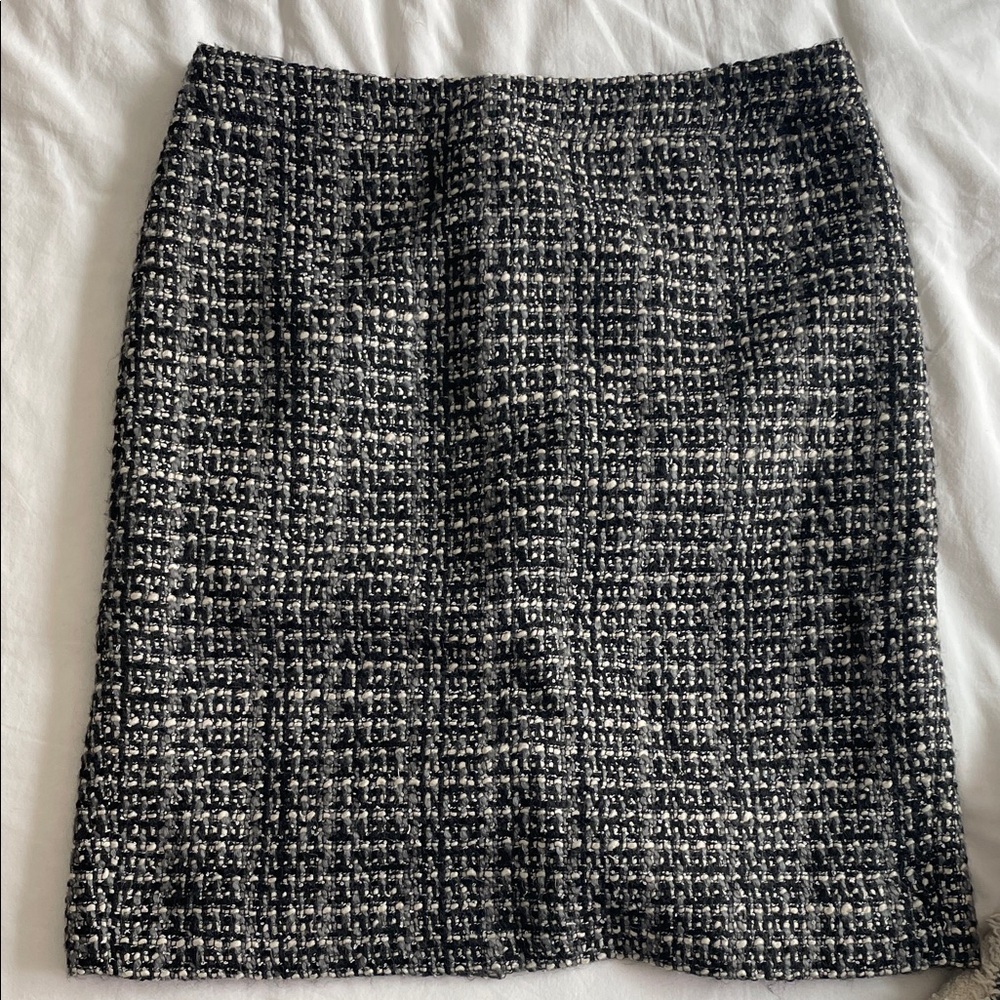 J. Crew Black and White Tweed Pencil Skirt